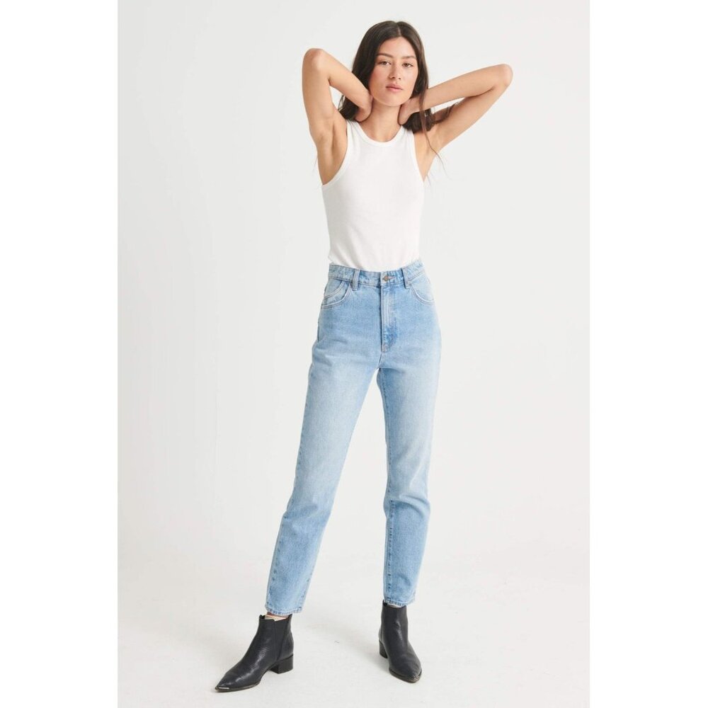 ROLLAS JEANS the dusters high rise slim old stone ankle denim  embroidered 25